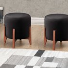 Puff Banqueta Madeira Maciça Thor Luxo Preto