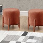 Puff Banqueta Madeira Maciça Thor Luxo Terracota