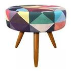 Puff Banqueta Magnus Redondo Triangulo Pés Castanho