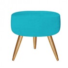 Puff Banqueta Nina Decorativo Redondo Pé Palito Suede Azul Tu