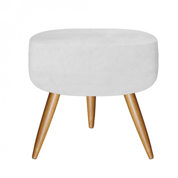Puff Banqueta Nina Decorativo Redondo Pé Palito Suede Branco