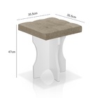 Puff Banqueta Para Penteadeira Branca 100% Mdf Assento Bege