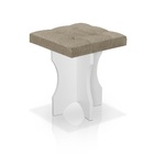 Puff Banqueta Para Penteadeira Branca 100% Mdf Assento Bege