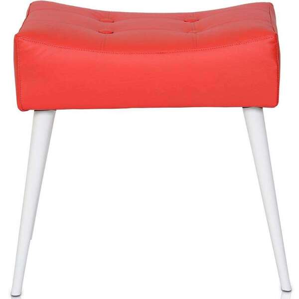 Puff Banqueta Pé Palito Branco - Stay Puff - Vermelho