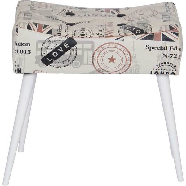 Puff Banqueta Pé Palito Nobre Love London - Stay Puff - Creme