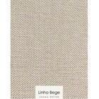 Puff Banqueta Pérola Linho Bege Pés Em Madeira