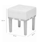 Puff Banqueta Pérola Linho Cinza Pés Em Madeira