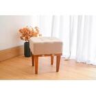 Puff Banqueta Pérola Linho Off Pés Em Madeira