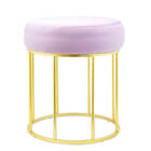 Puff Banqueta Pés De Metal Suede Redondo Lilas