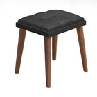 Puff Banqueta Preta Para Penteadeira Retrô Plus