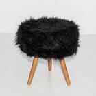 Puff Banqueta Redondo Pelúcia Floot Preto