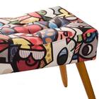 Puff Banqueta Retangular Suede Estampado Romero Brito