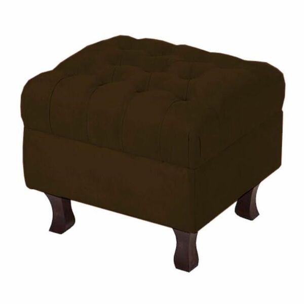 Puff Banqueta Retrô Luis Xv Capitonê Marrom L20