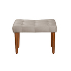 Puff Banqueta Suede Bege Capitonê Pés De Madeira Maçica Sofia