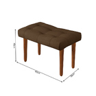 Puff Banqueta Suede Marrom Capitonê Pés De Madeira Maçica Sof