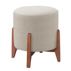 Puff Banqueta Thor Luxo Madeira Maciça Premium Suede Bege