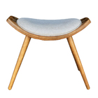 Puff Banqueta Wink Linho Bege Pés Palito Castanho - D'rossi