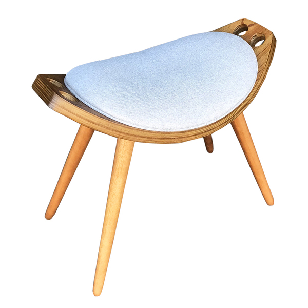 Puff Banqueta Wink Linho Prata Pés Palito Castanho - D'rossi