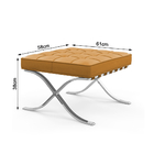 Puff Barcelona Cromado Em Sintético Caramelo