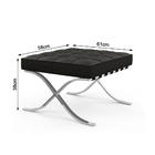 Puff Barcelona Cromado Em Sintético Preto