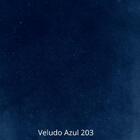 Puff Barcelona Decorativo Com Veludo Azul E Base Madeira