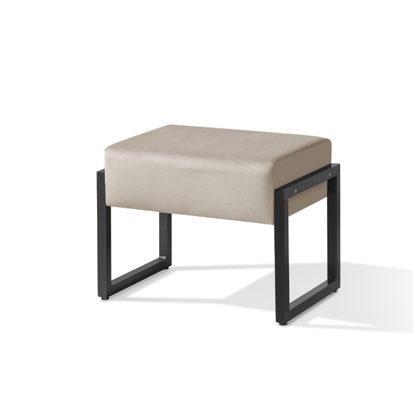 Puff Base Ferro Retangular Moderno Areia/preto