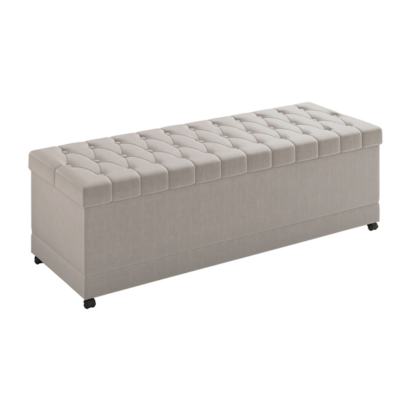 Puff Baú 140cm Hermione Factor Bege - Sallar Home