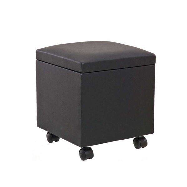 Puff Bau 40cm X 40cm X 40cm Courino Com Rodizios Preto