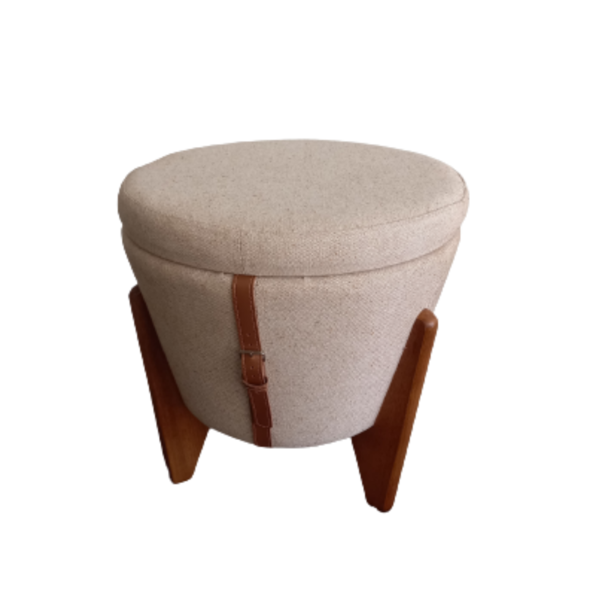 Puff Baú Ares Decorativo Linho Bege Myhouse
