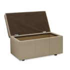 Puff Baú Barcelona Pequeno Em Couro Sintético Bege