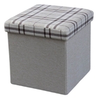 Puff Baú Bege Quadrado 38x38 Desmontável