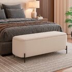 Puff Baú Bella 140cm Pés Alumínio Preto Bouclé Off White - Sa