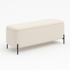 Puff Baú Bella 140cm Pés Alumínio Preto Bouclé Off White - Sa