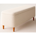 Puff Baú Bella 140cm Pés Madeira Bouclé Off White - Sallar Ho