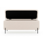 Puff Baú Bella 90cm Pés Alumínio Bouclé Off White - Sallar Ho