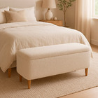 Puff Baú Bella 90cm Pés Madeira Bouclé Off White - Sallar Home