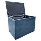 Puff Baú C/ Botão Banqueta Suede Organizar Decorar 55cm Azul