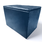 Puff Baú C/ Botão Banqueta Suede Organizar Decorar 55cm Azul