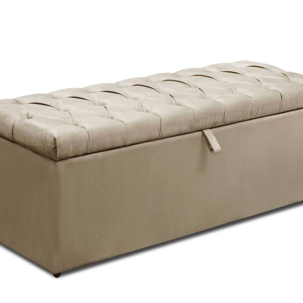 Puff Baú Calçadeira Para Pé Da Cama Itália 90 Cm Bege