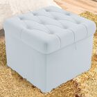 Puff Baú Capitonê Quadrado Suede Cinza - D'rossi