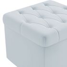 Puff Baú Capitonê Quadrado Suede Cinza - D'rossi