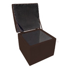 Puff Baú Capitonê Quadrado Suede Marrom - D'rossi