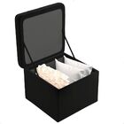 Puff Baú Capitone Quadrado Suede Preto M11 - D'rossi