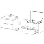 Puff Baú Com 1 Gaveta - Branco/ Tecido Rosa