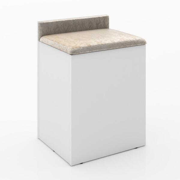 Puff Baú Com Encosto Tecno Mobili - Branco/tecido 381