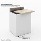 Puff Baú Com Encosto Tecno Mobili - Branco/tecido 381