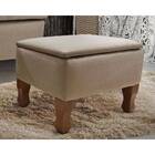 Puff Baú Com Pistão Maria Vitória Linho Bege Phoenix Baby