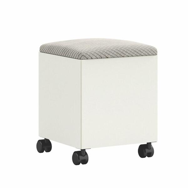 Puff Baú Com Rodízios 35cm 100% Mdf Assento Estofado Ca31 Off