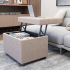 Puff Baú Com Rodízios Mesa De Centro Multifuncional Vinho