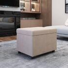 Puff Baú Com Rodízios Mesa Multifuncional Corano Branco